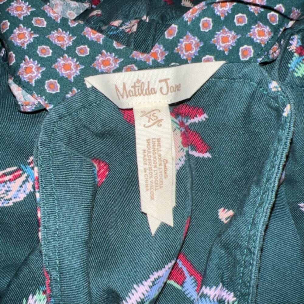 Matilda Jane Evergreen Dream NWOT Butterfly Hummingbird Print Romper Sz XS - Picture 7 of 8